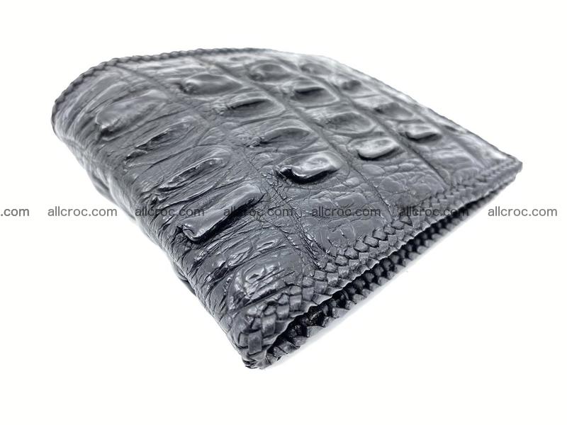 Crocodile skin bifold wallet tail part with braided trim 904