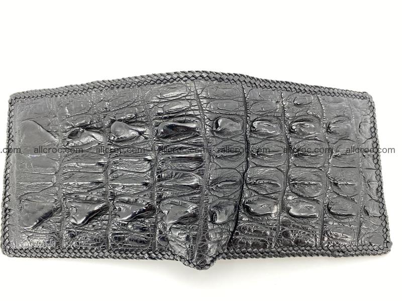 Crocodile skin bifold wallet tail part with braided trim 904