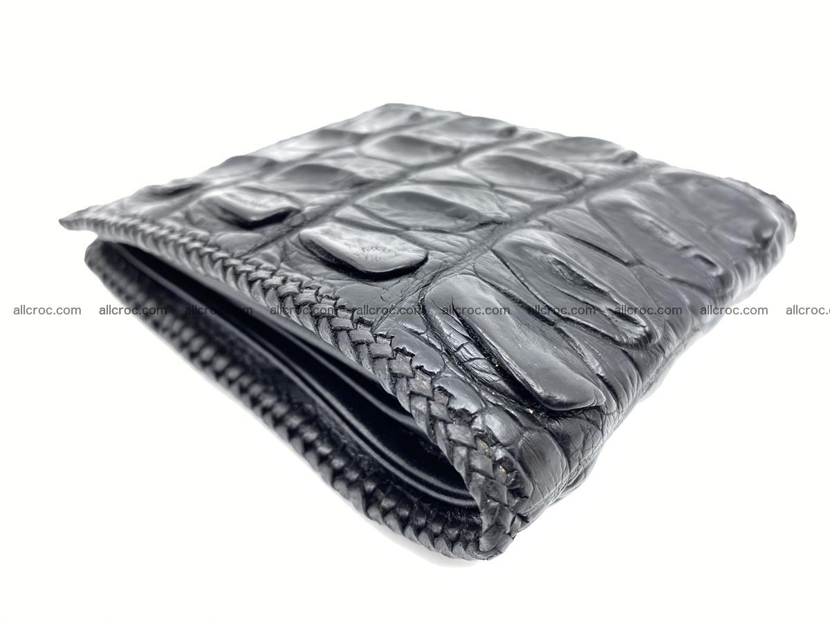 Crocodile skin bifold wallet tail part with braided trim 908 Foto 3