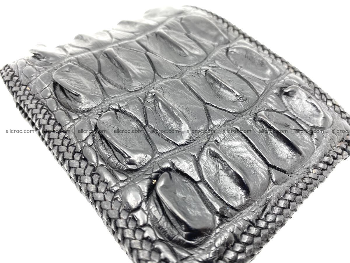 Crocodile skin bifold wallet tail part with braided trim 908 Foto 4