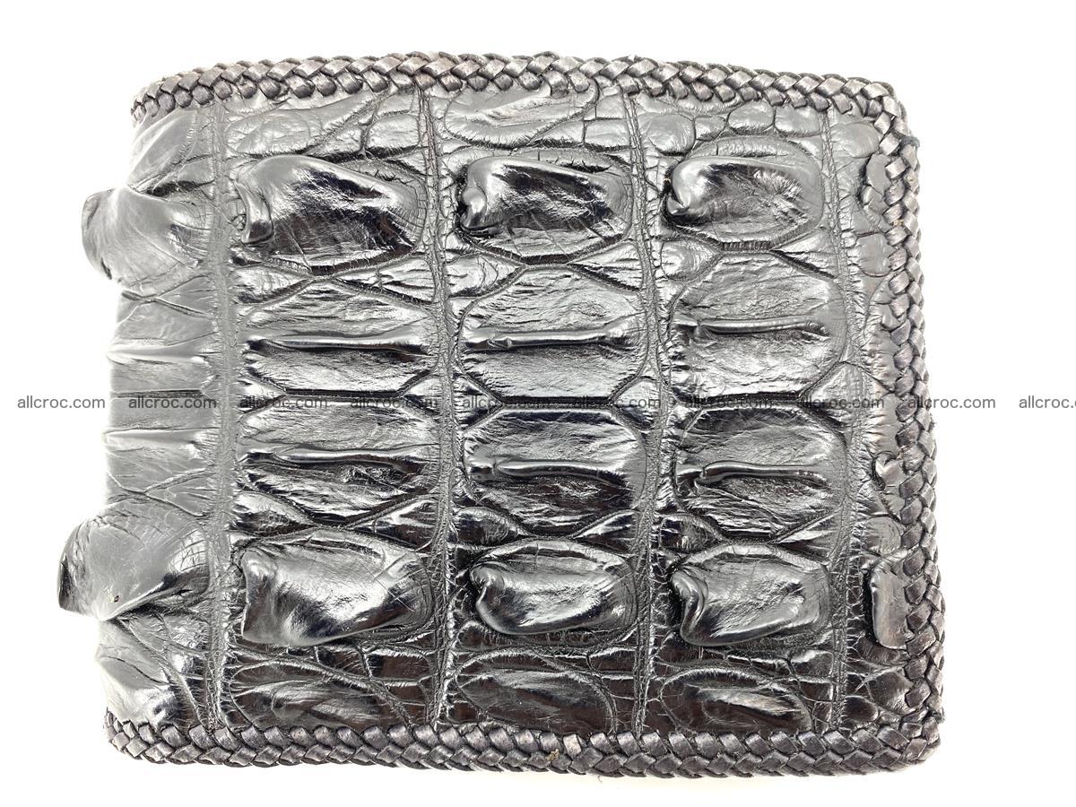 Crocodile skin bifold wallet tail part with braided trim 909 Foto 0
