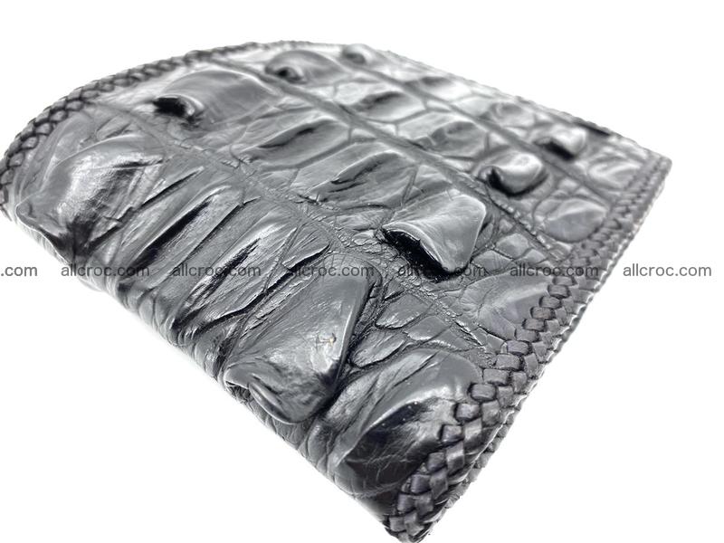 Crocodile skin bifold wallet tail part with braided trim 909