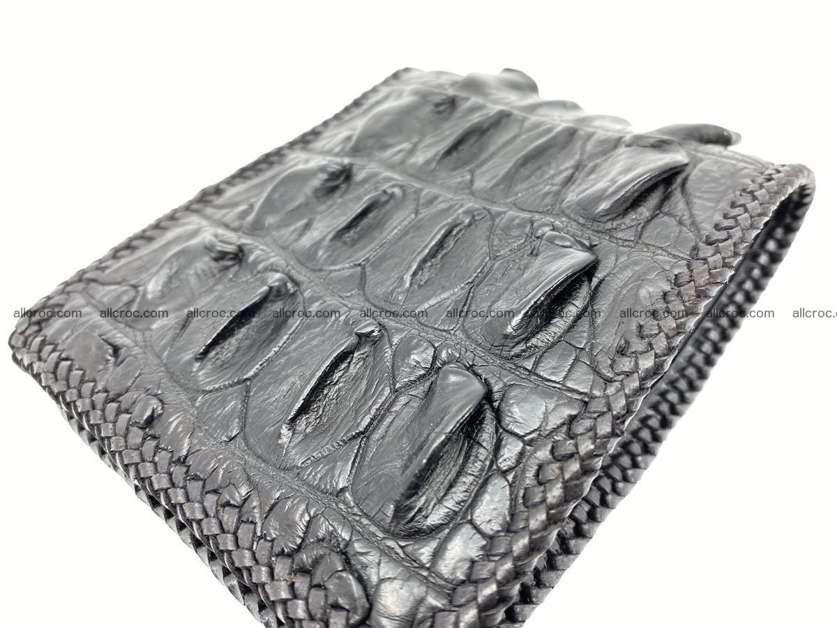 Crocodile skin bifold wallet tail part with braided trim 909 Foto 6