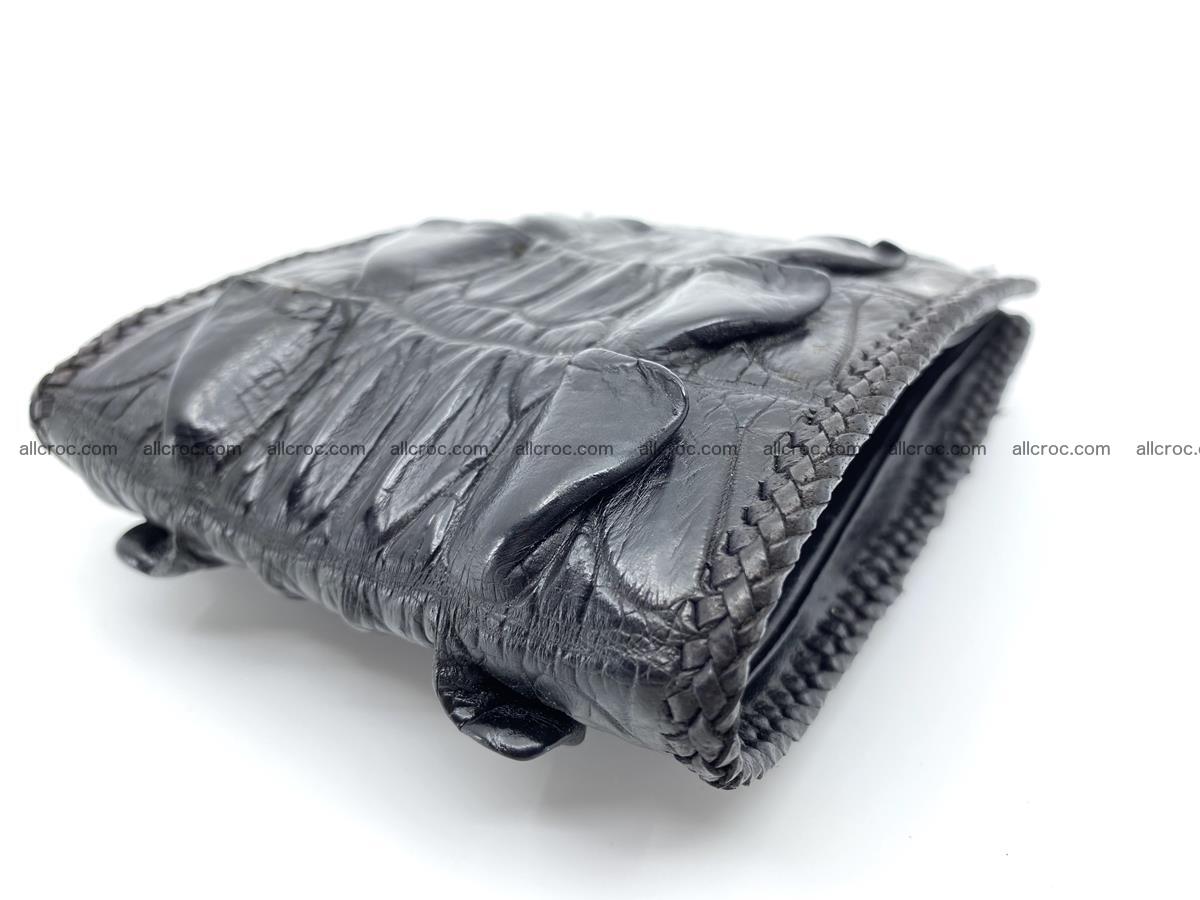 Crocodile skin bifold wallet tail part with braided trim 909 Foto 11