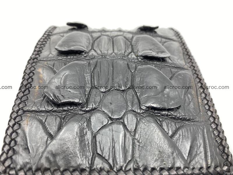 Crocodile skin bifold wallet tail part with braided trim 909