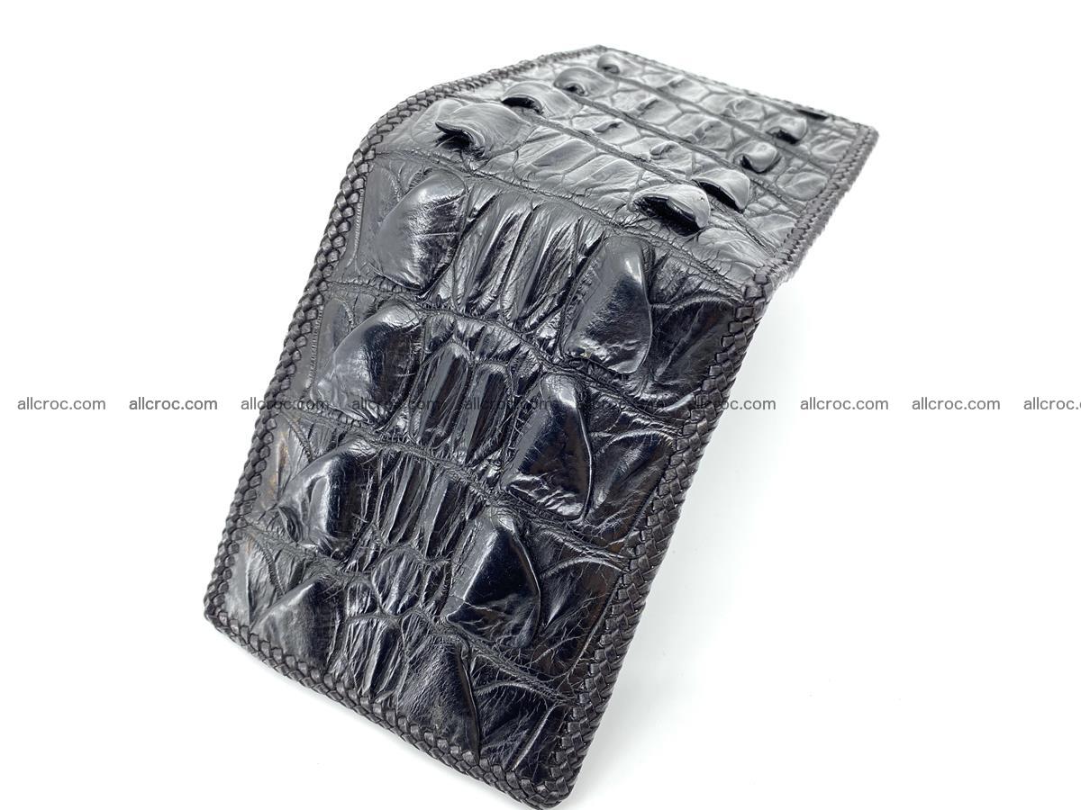 Crocodile skin bifold wallet tail part with braided trim 909 Foto 12