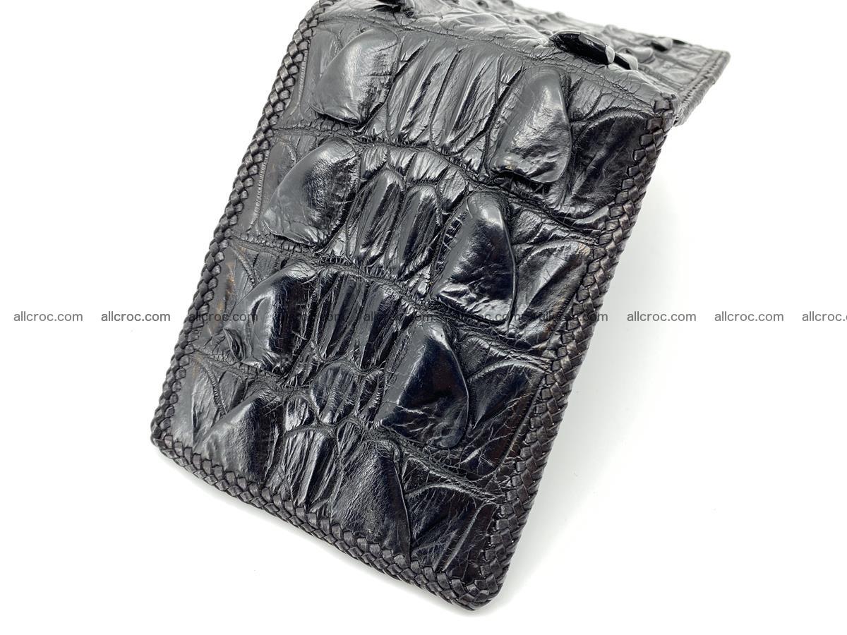 Crocodile skin bifold wallet tail part with braided trim 909 Foto 7