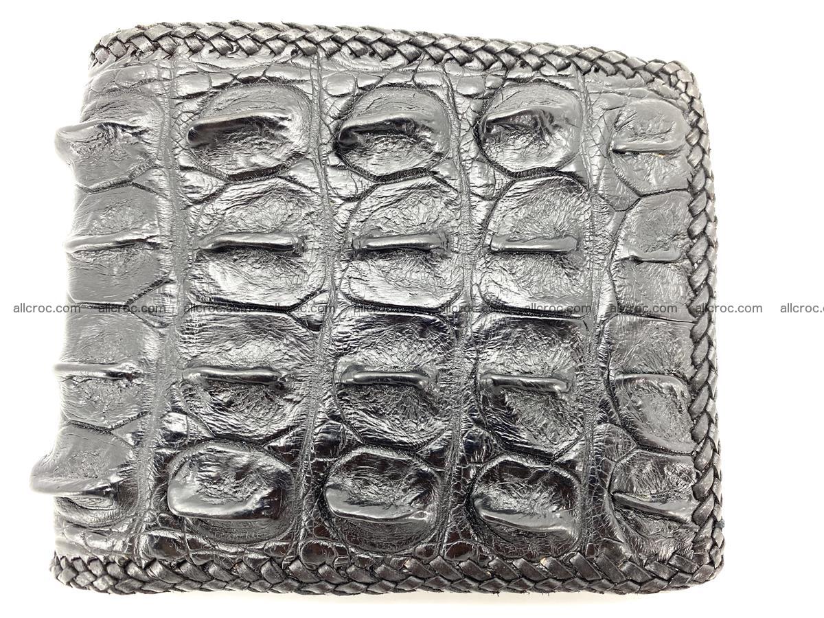 Crocodile skin bifold wallet tail part with braided trim 910 Foto 0