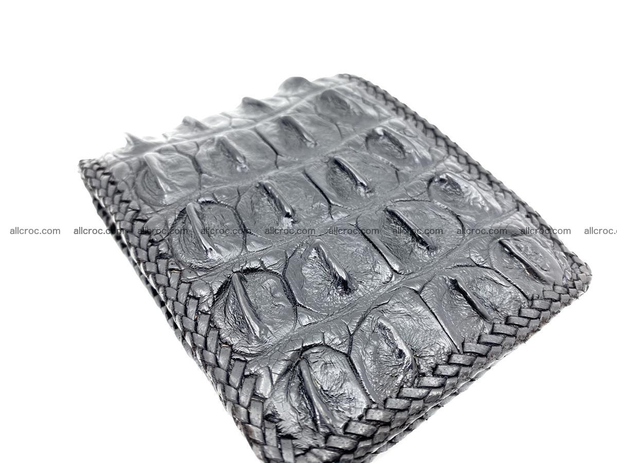 Crocodile skin bifold wallet tail part with braided trim 910 Foto 6