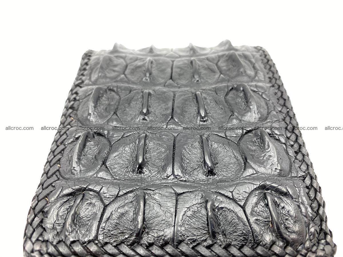 Crocodile skin bifold wallet tail part with braided trim 910 Foto 7
