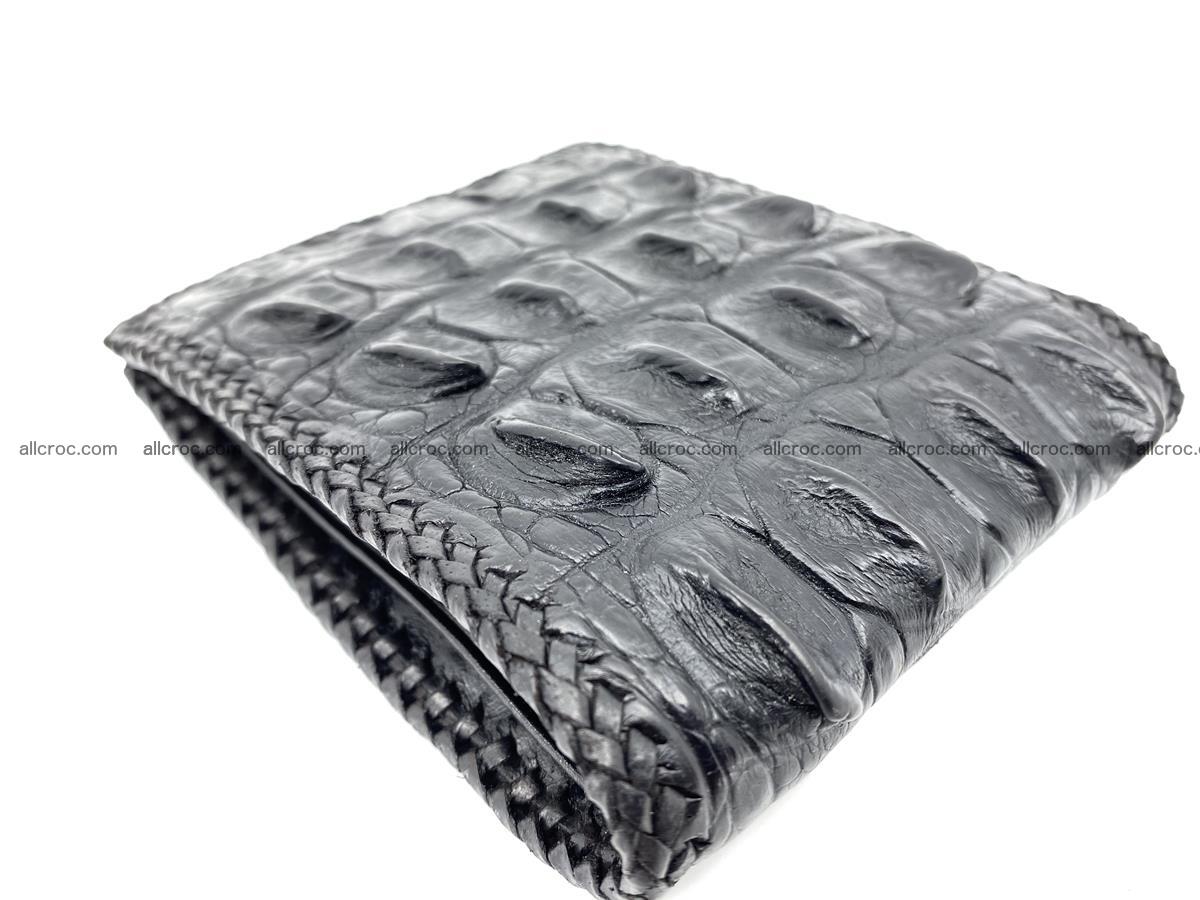 Crocodile skin bifold wallet tail part with braided trim 910 Foto 3