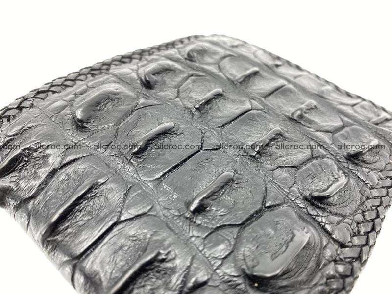 Crocodile skin bifold wallet tail part with braided trim 910