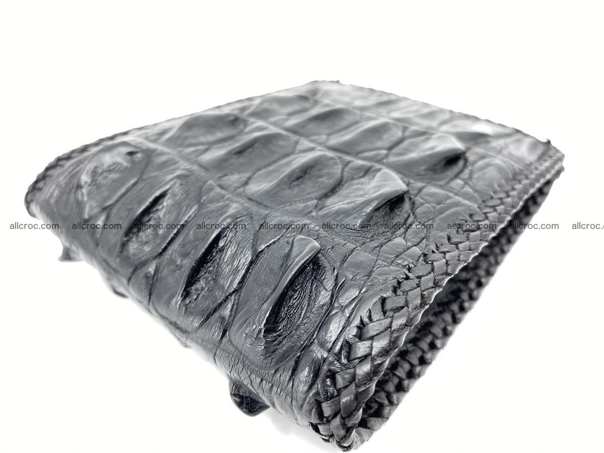 Crocodile skin bifold wallet tail part with braided trim 910 Foto 15