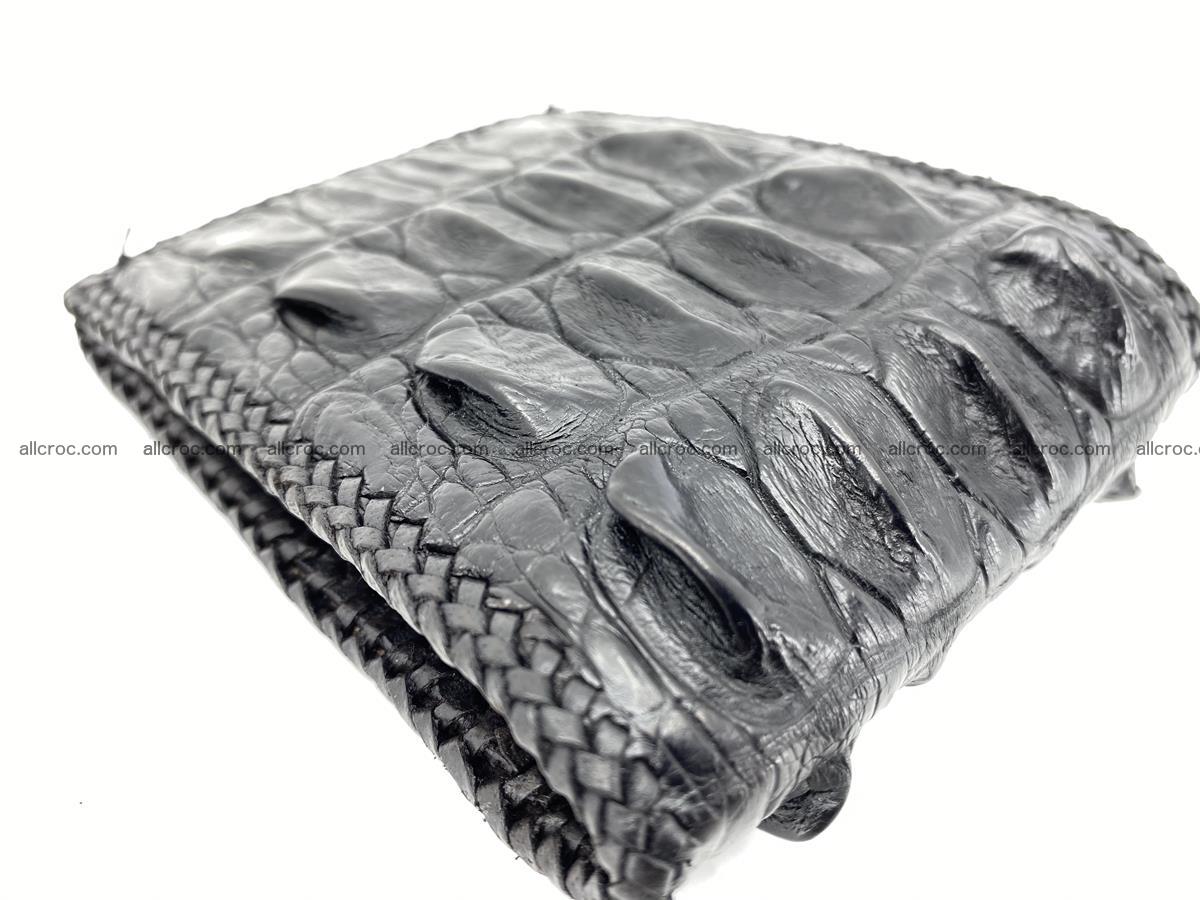 Crocodile skin bifold wallet tail part with braided trim 910 Foto 16