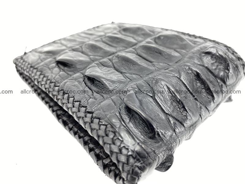 Crocodile skin bifold wallet tail part with braided trim 910