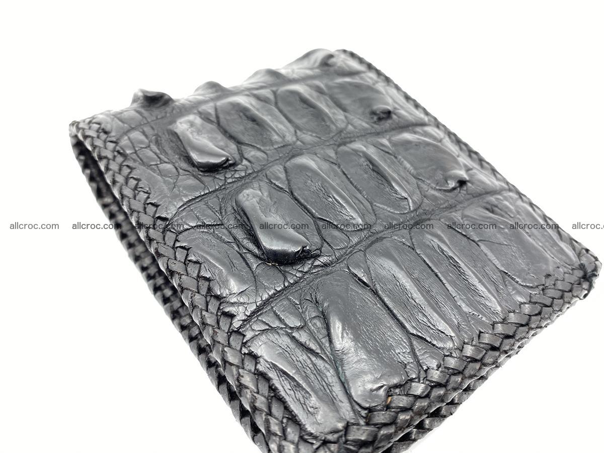 Crocodile skin bifold wallet tail part with braided trim 910 Foto 14