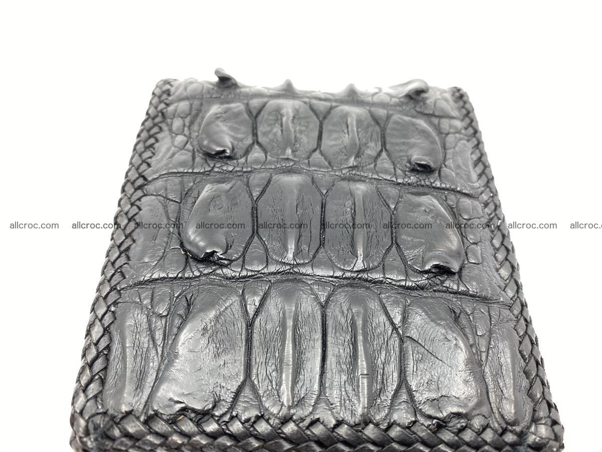 Crocodile skin bifold wallet tail part with braided trim 910 Foto 12