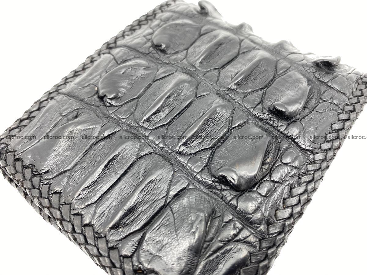 Crocodile skin bifold wallet tail part with braided trim 910 Foto 11