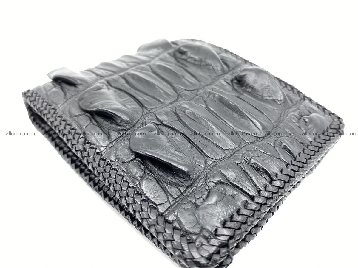 Crocodile skin bifold wallet tail part with braided trim 905 Foto 18
