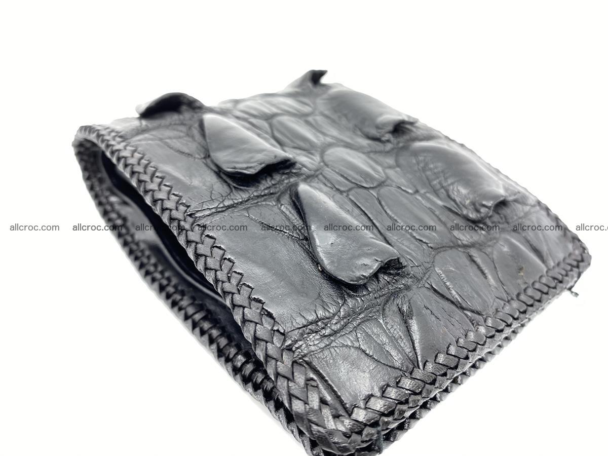 Crocodile skin bifold wallet tail part with braided trim 905 Foto 14