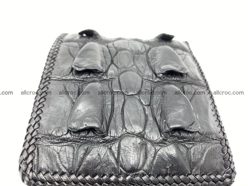 Crocodile skin bifold wallet tail part with braided trim 905