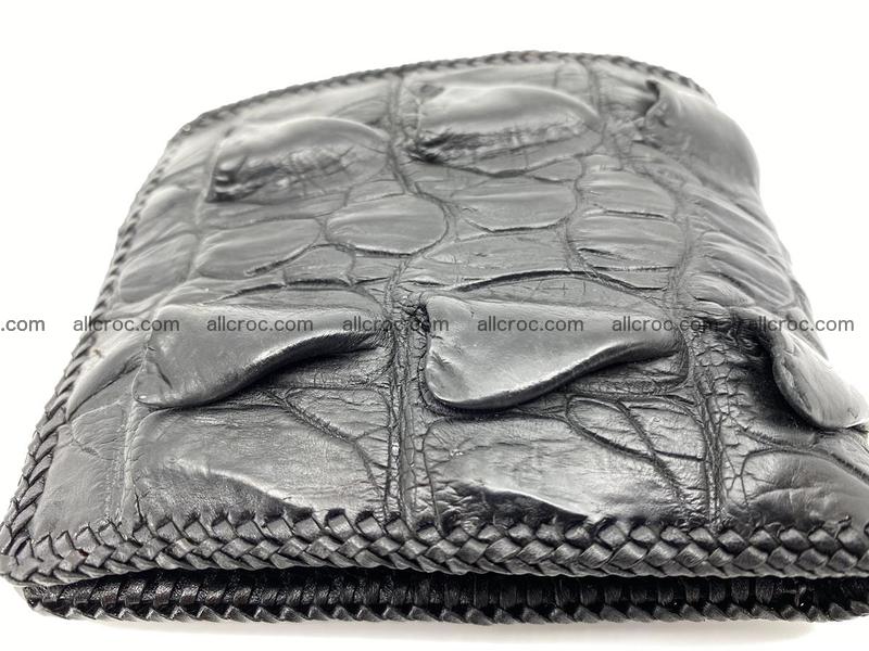 Crocodile skin bifold wallet tail part with braided trim 905