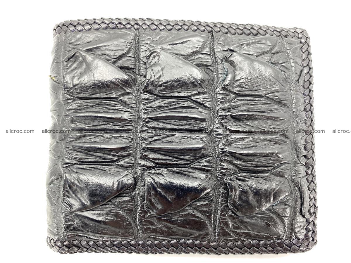 Crocodile skin bifold wallet tail part with braided trim 907 Foto 0
