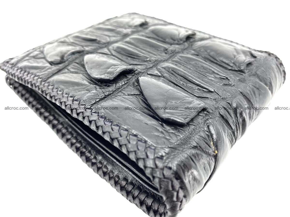Crocodile skin bifold wallet tail part with braided trim 907 Foto 11