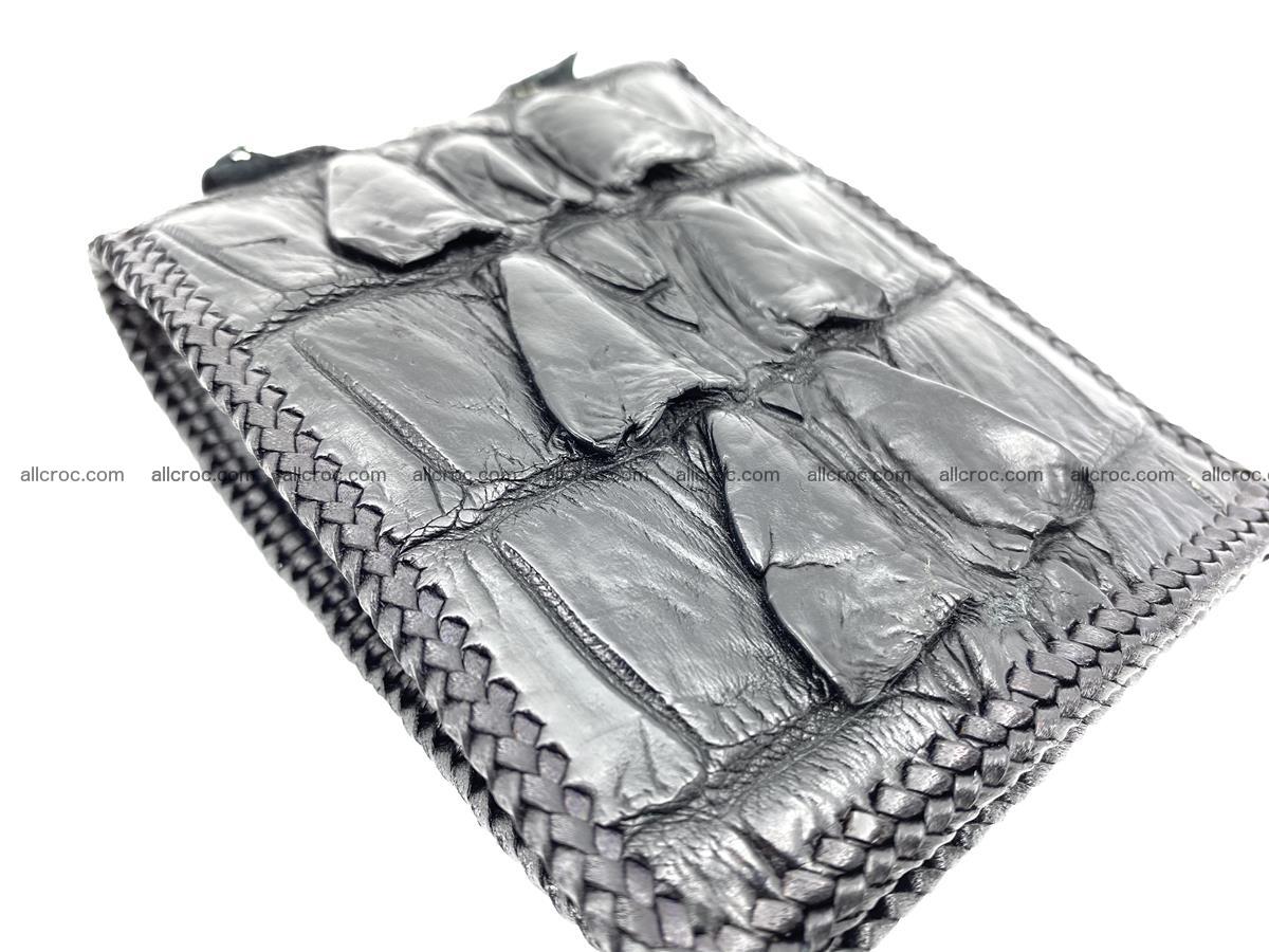 Crocodile skin bifold wallet tail part with braided trim 907 Foto 8