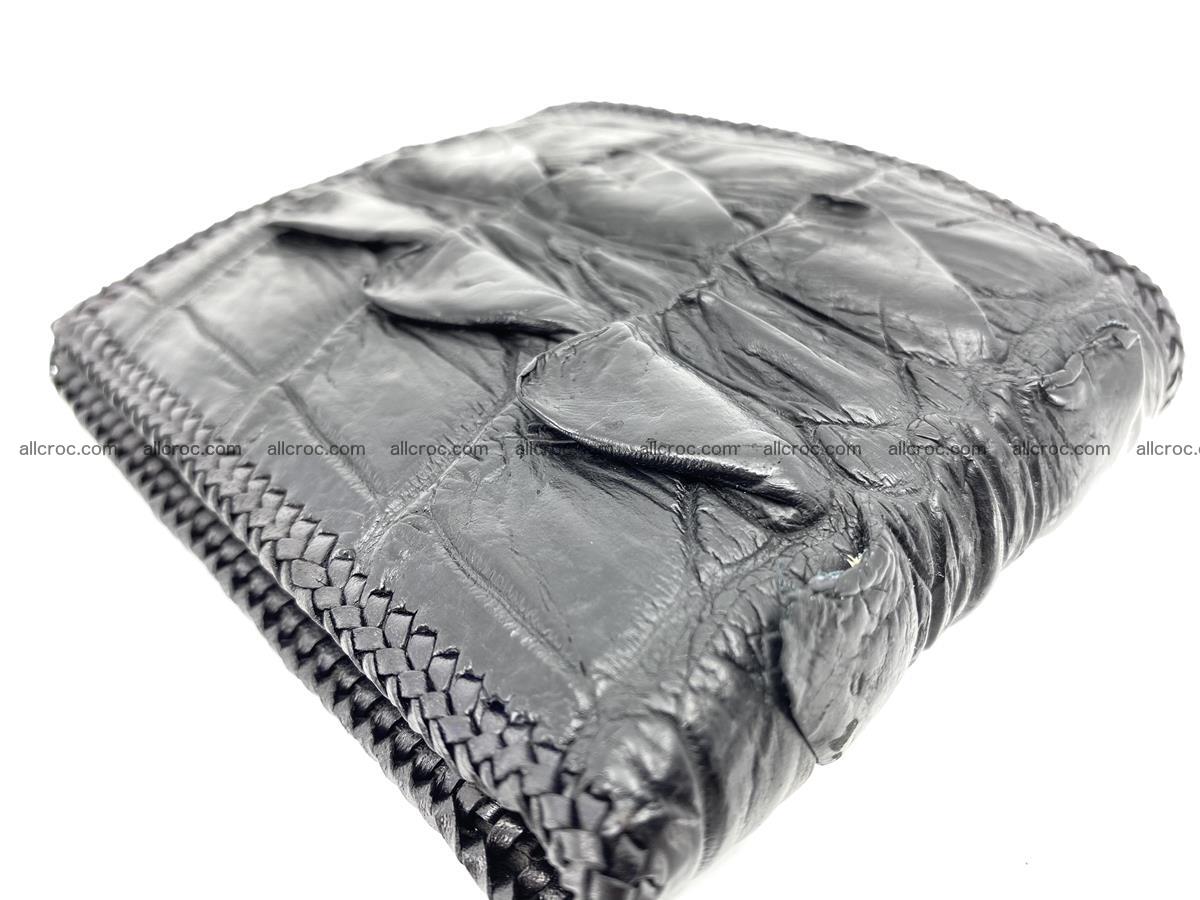 Crocodile skin bifold wallet tail part with braided trim 907 Foto 12