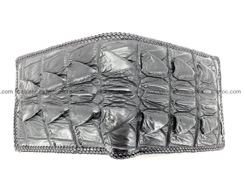 Crocodile skin bifold wallet tail part with braided trim 907