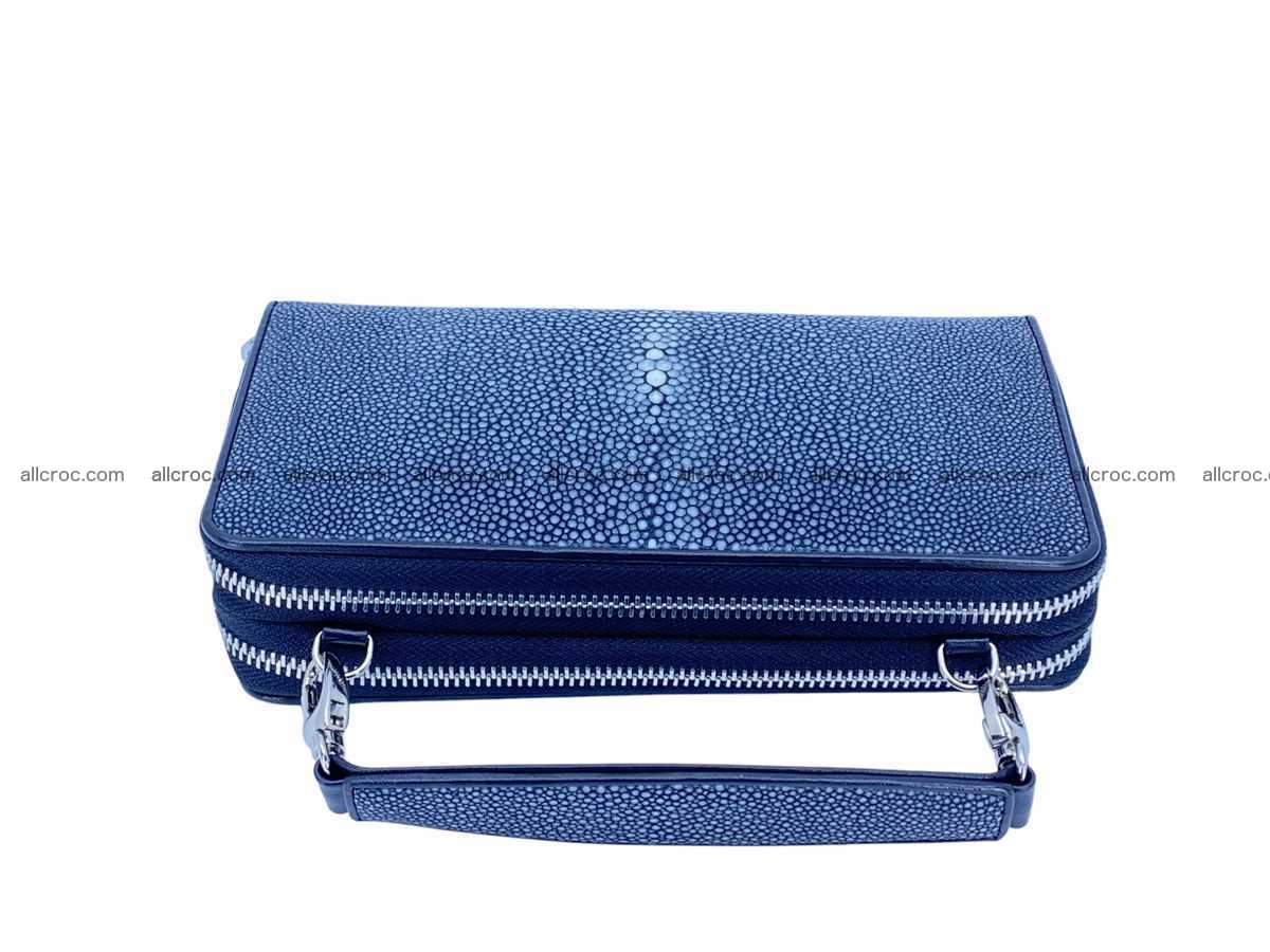 Polished stingray leather women’s clutch 2 zip 2445 Foto 1