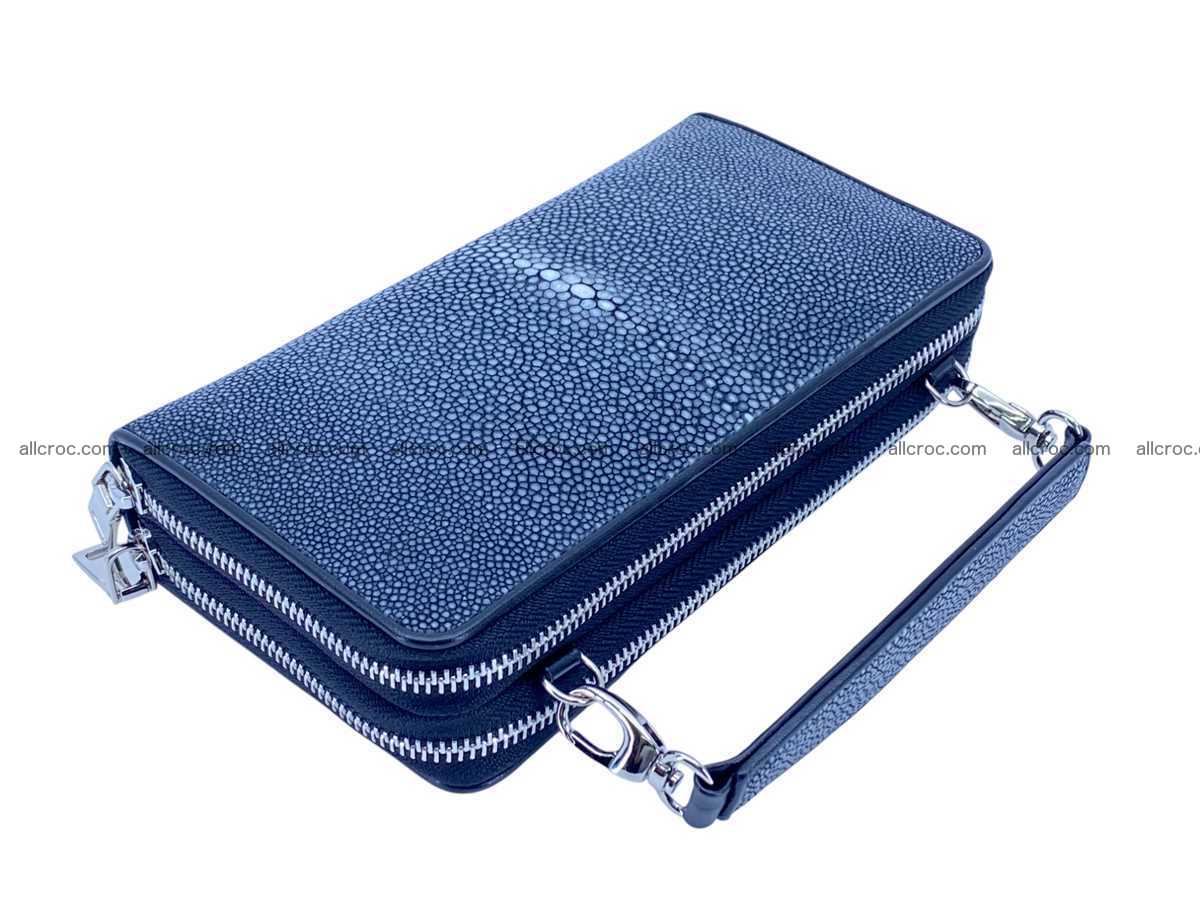 Polished stingray leather women’s clutch 2 zip 2445 Foto 3