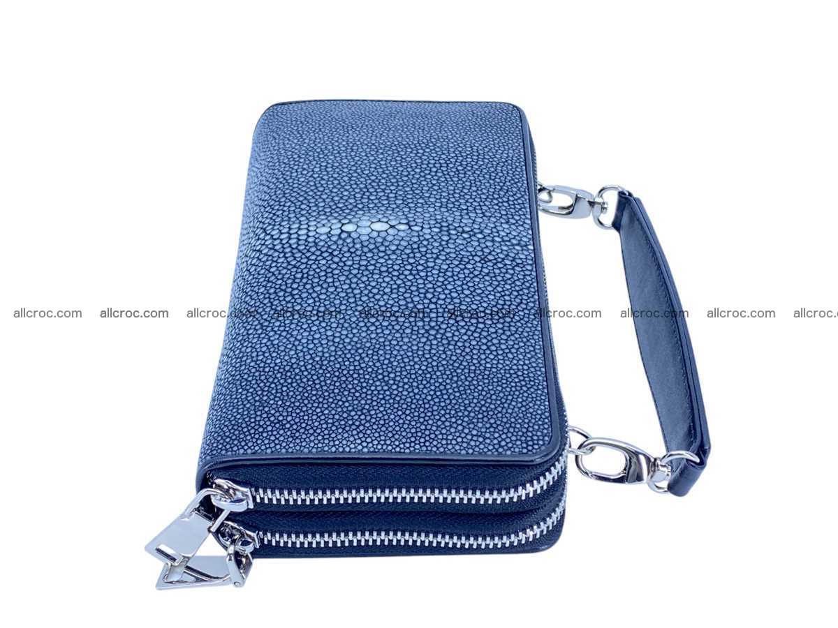 Polished stingray leather women’s clutch 2 zip 2445 Foto 4