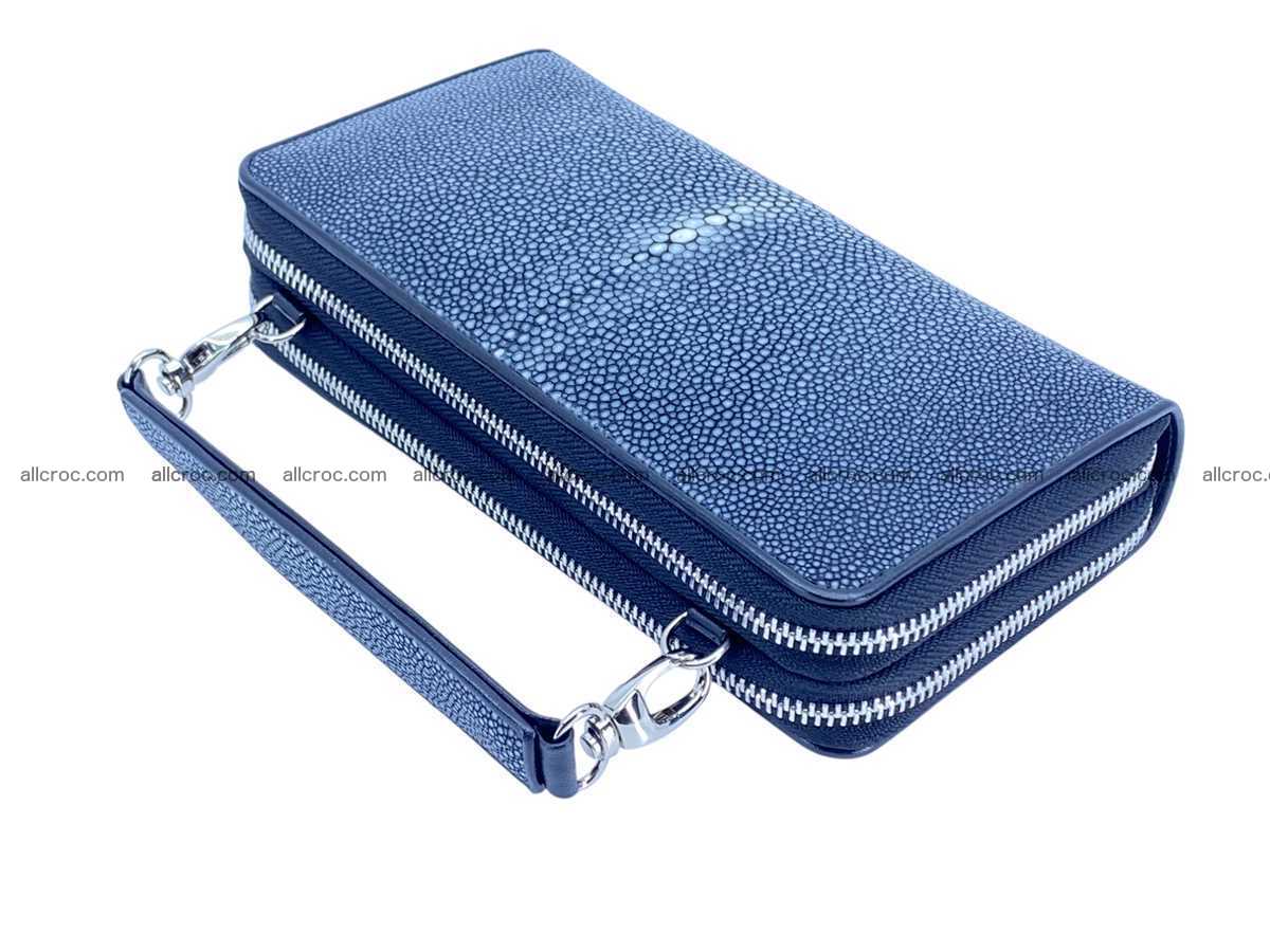 Polished stingray leather women’s clutch 2 zip 2445 Foto 2