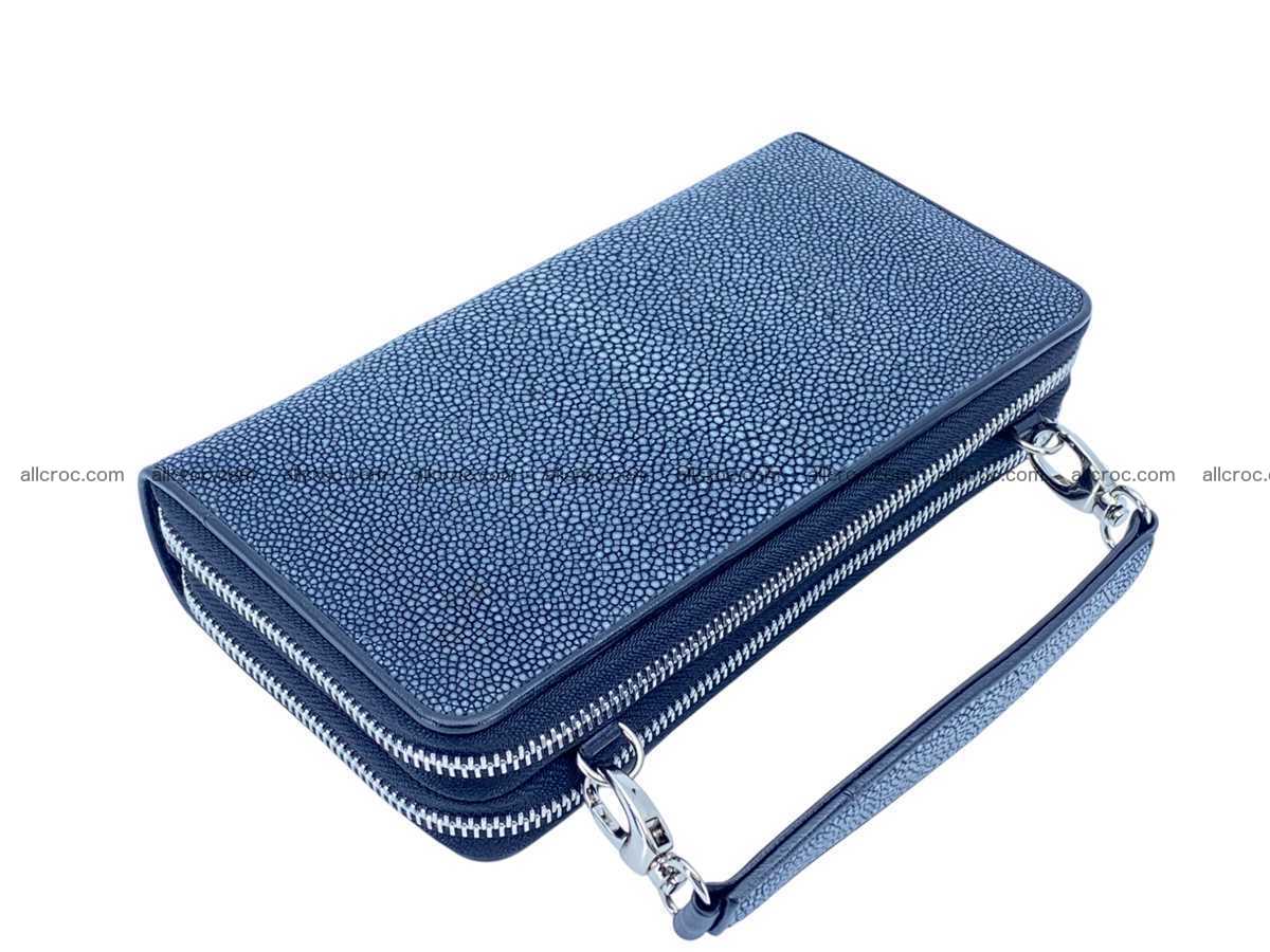 Polished stingray leather women’s clutch 2 zip 2445 Foto 0