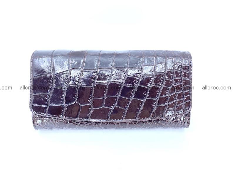 Women’s crocodile skin long wallet trifold 1352