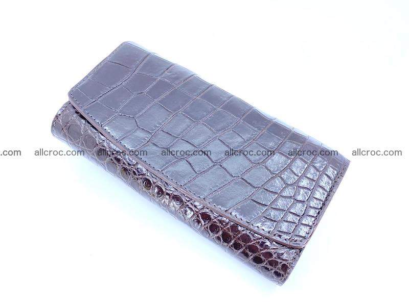 Women’s crocodile skin long wallet trifold 1352