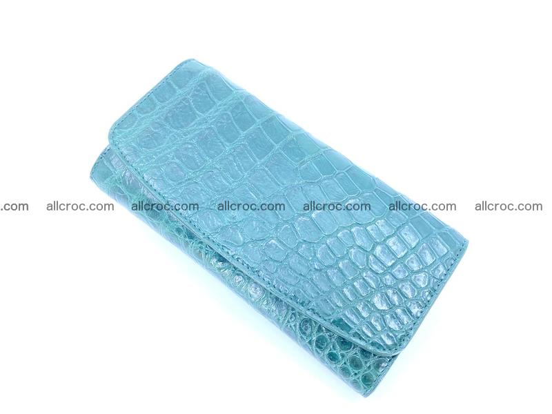 Women’s crocodile skin long wallet trifold 1356