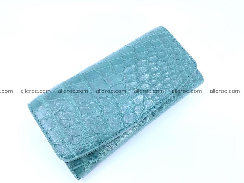 Women’s crocodile skin long wallet trifold 1356