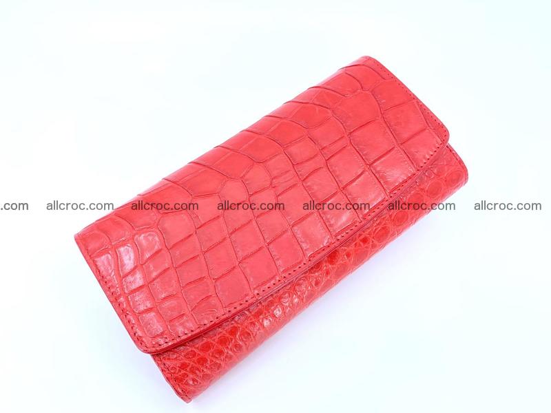 Women’s crocodile skin long wallet trifold 1354