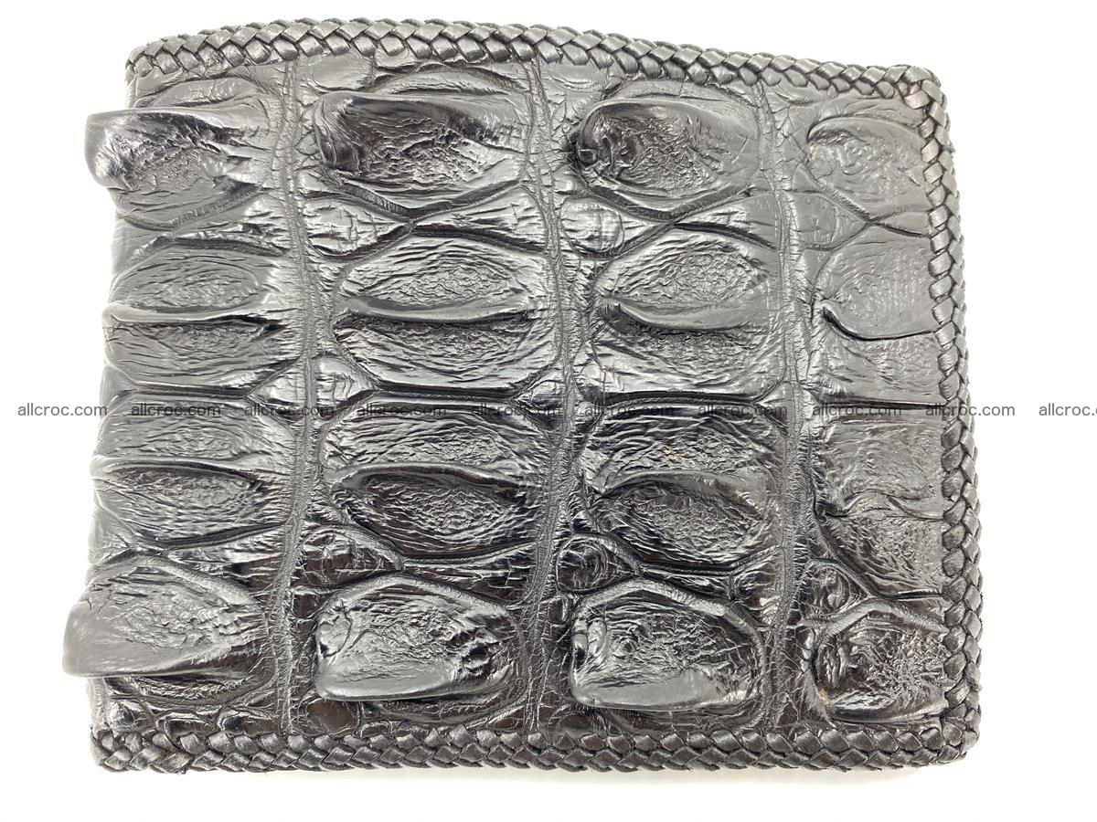 Crocodile skin bifold wallet tail part with braided trim 906 Foto 0