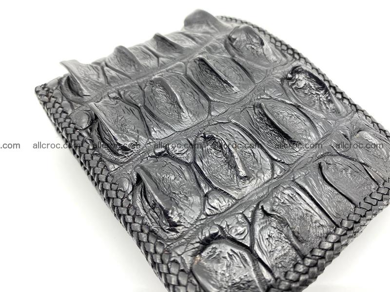 Crocodile skin bifold wallet tail part with braided trim 906