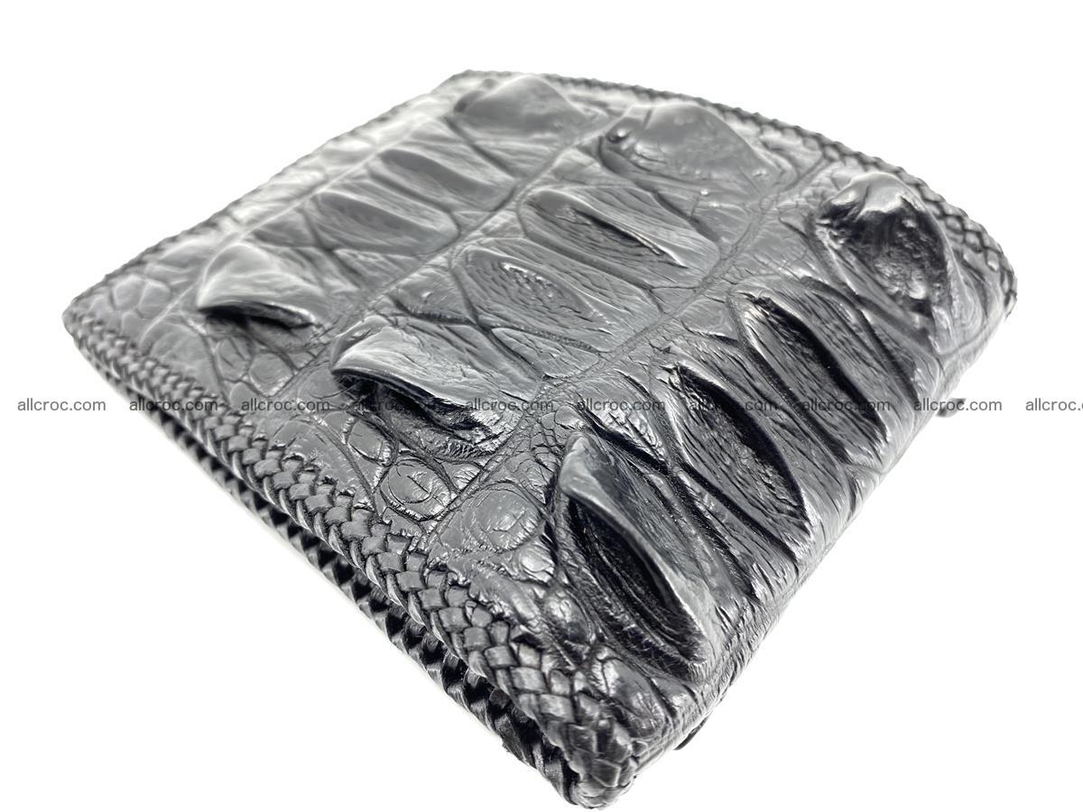 Crocodile skin bifold wallet tail part with braided trim 906 Foto 17