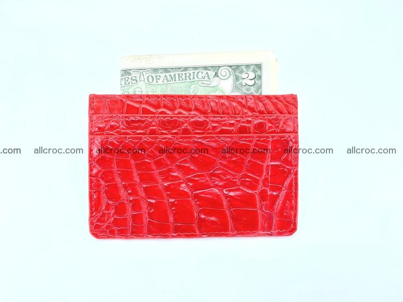 Card holder from crocodile skin red color 987