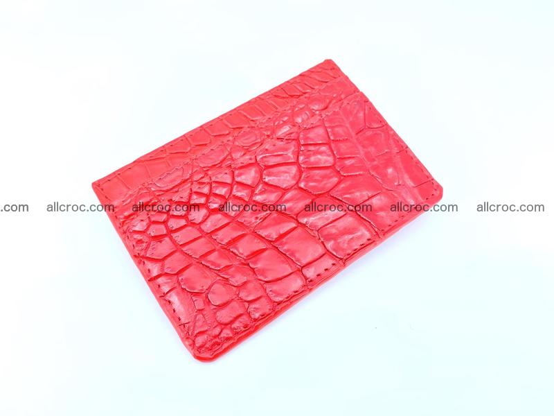Card holder from crocodile skin red color 987
