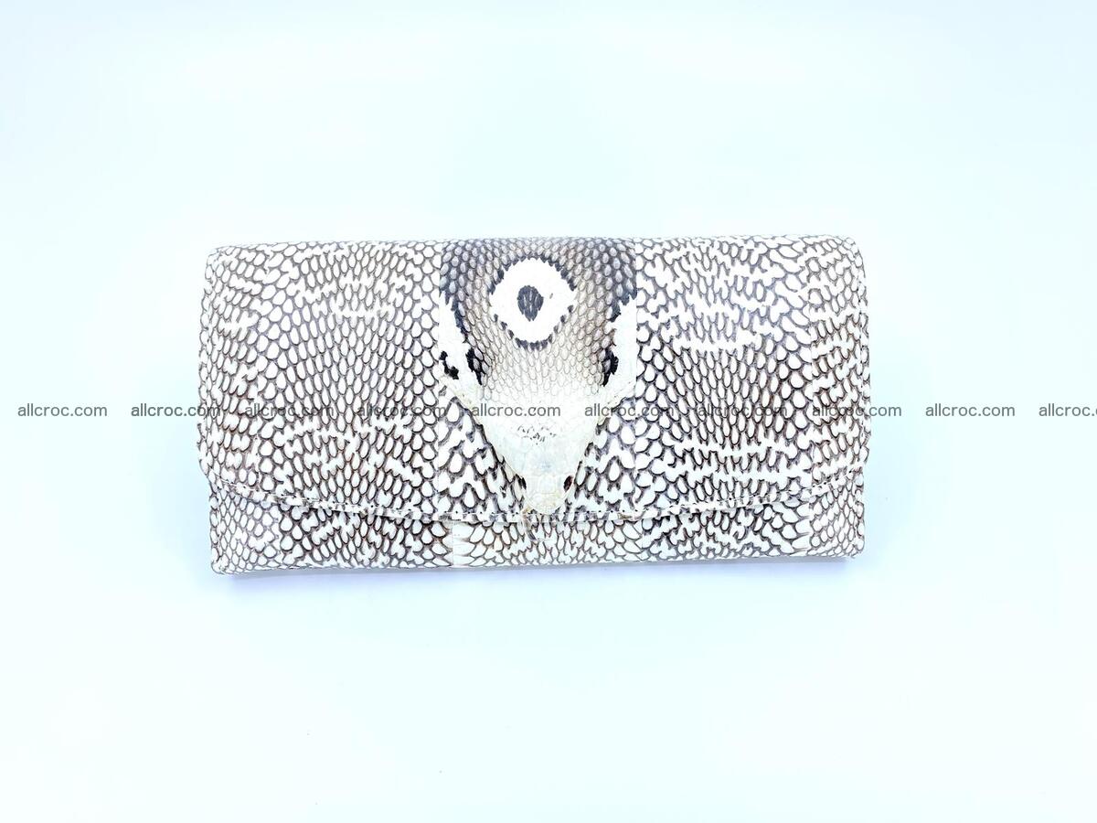 Cobra snake skin long wallet with cobra head 1607 Foto 0