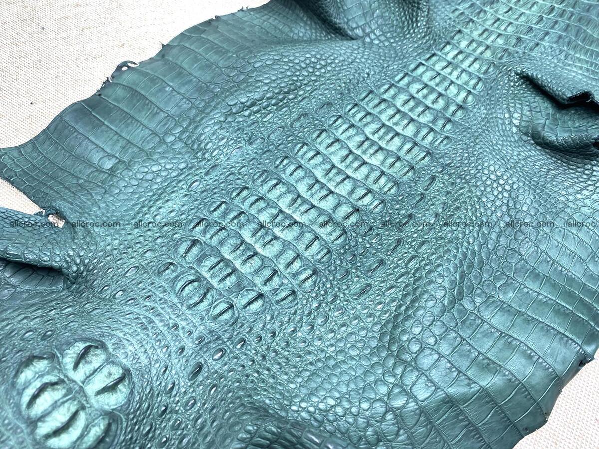 Crocodile leather back part with head and paws 31cm dark green color 1569 Foto 3
