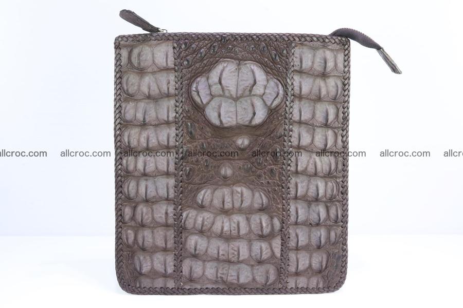 Crocodile skin shoulder bag hand braided edges 129