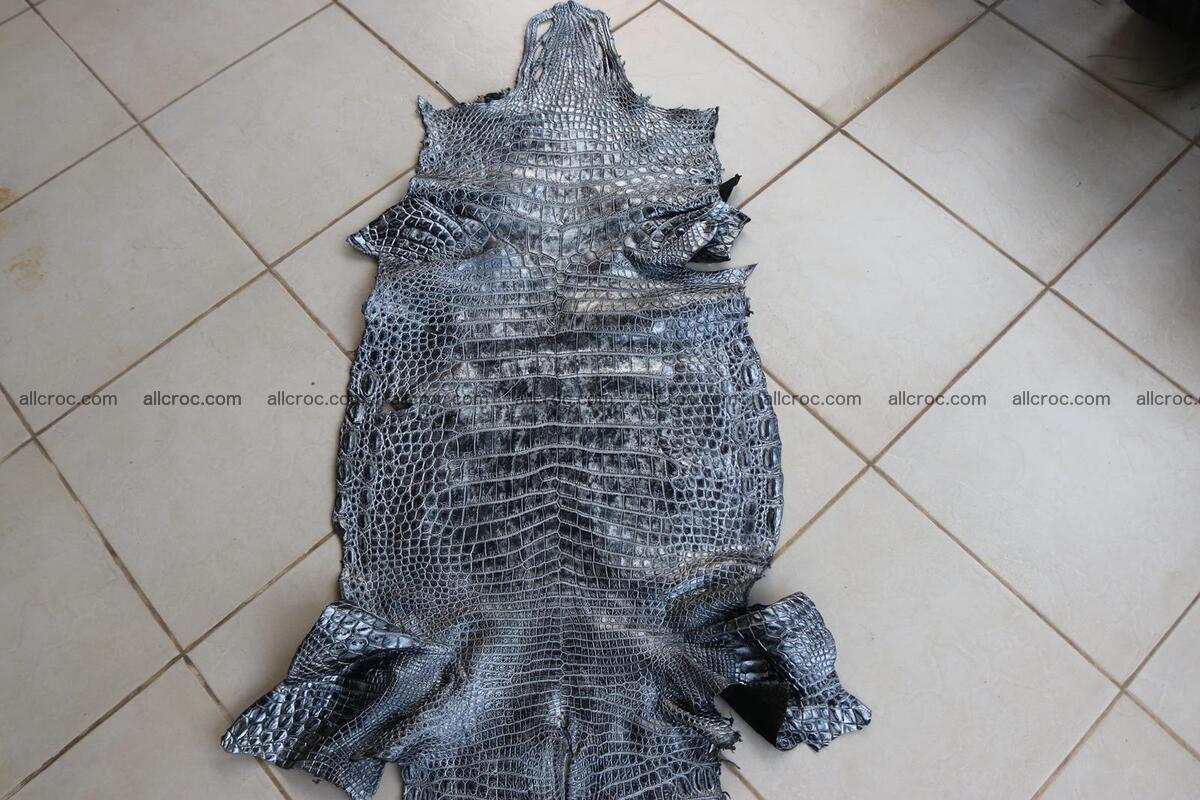 Crocodile skin belly brush off silver color 1227 Foto 0